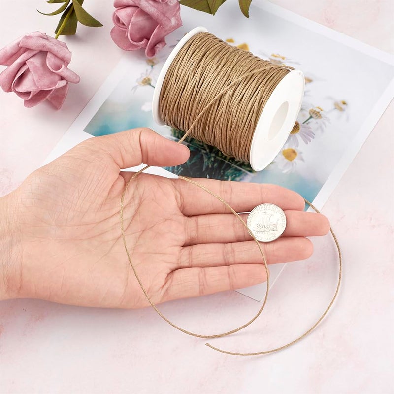 BB Beadthoven Beadthoven 100 Yards 1mm Waxed Cotton Thread Beading Cord for Jewelry Making Braiding Bracelet Necklace Leather Sewing DIY Craft Macrame Supplies Waxed String with Spool (Burlywood) - Image 5